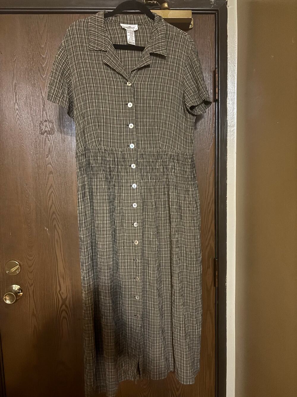 Vintage Plaid Tartan Preppy Fall Collared Maxi Dress
